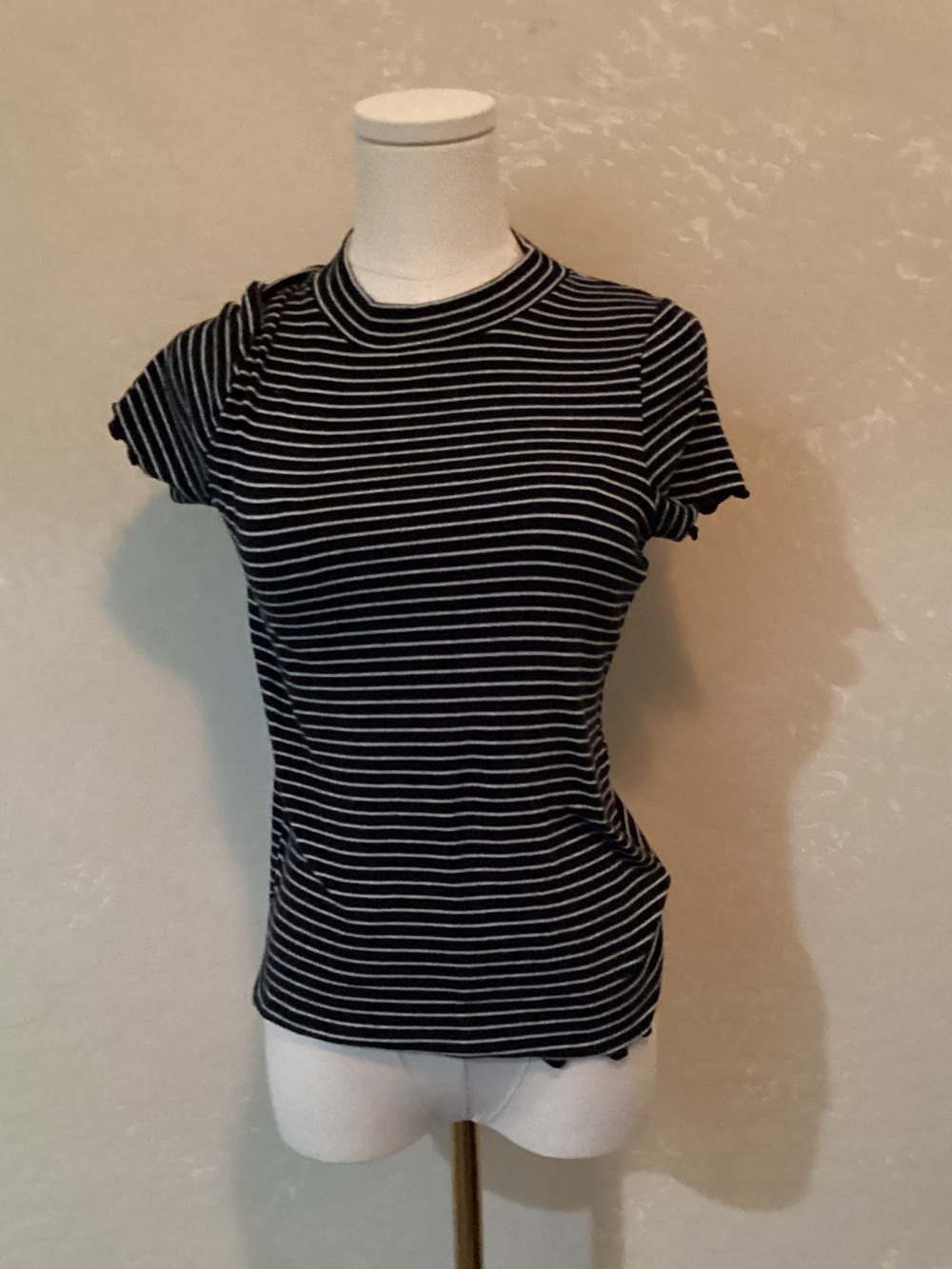 Cat & Jack Black and White Striped Short Sleeve Tee